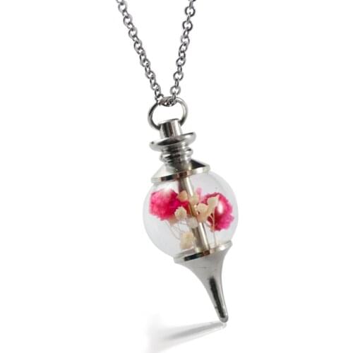 1PC Glass Locket Dried Flower Urn Necklace Ash Holder Hair Locket Urn Necklace for Ashes Cremation Jewelry Keepsake Jewelry
