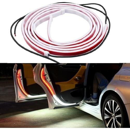 Car Door Welcome Light LED Safety Warning Strobe Signal Lamp Strip 120cm Waterproof 12V Auto Interior Decorative Ambient Lights