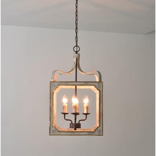 UMEILUCE 4 Lights Vintage Chadelier Retro Wooden Hanging Lamp for Dining Living Room Home Decor Lighting