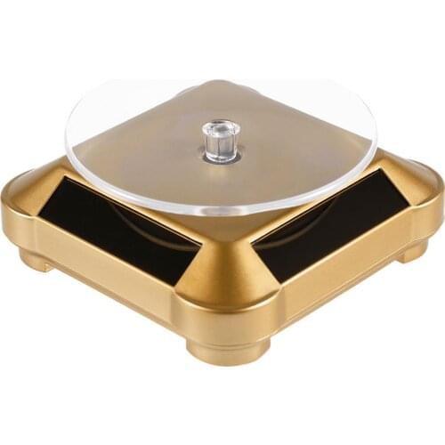 Solar Showcase 360 Turntable Auto Rotating Stand Jewelry Watch Ring Phone Stand Display Jewelry Organizer Hard Display Stand