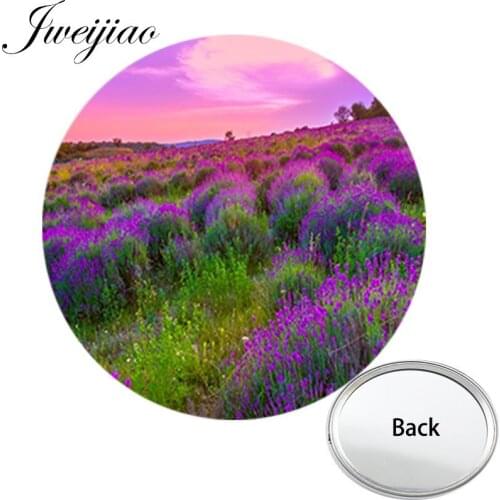 Youhaken Lavender Purple Flowers Plants Art Photo One Side Mini Pocket Mirror Colourful Makeup Vanity Hand Travel Purse Mirror