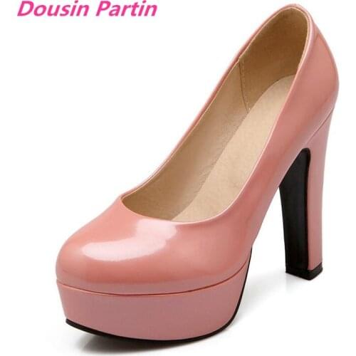 Dousin Partin Women Pumps Women Shoes Platform Pu Leather Square High Heel Women Pumps Elegant Casual Sexy Ladies Pumps