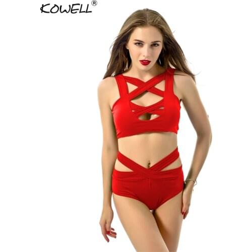 2019 Sexy Womens Sets Chest Cross Straps Two Pieces Of Suits Slim Bandage Backless top+Shorts Night Club Party Beach Swimsuits