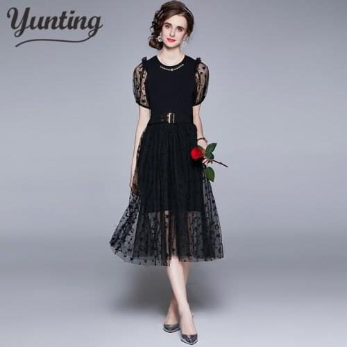 2021 Women Summer Mesh Party Beach Dress Runway Vestido