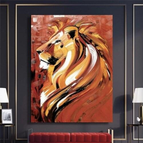Animal painting canvas painting animal lion poster wall and prints artist living room decoration mural