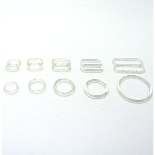 6mm 8mm 10mm 12mm 15mm 20mm Adjustable buttons 100 sets (O ring and Slider) clear nylon buttons Women Bra Set