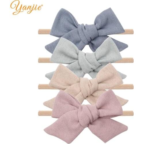 12pcs/lot Classical 2020 Linen Tied Sailor Bow Clip Functional Nylon Headband Baby Hair Accessories Headwear