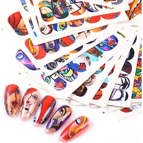 16pcs/set Nail Foil Set Cartoon Character Stickers for Nails Nail Art Transfer Sticker Manicure Tips Decoration
