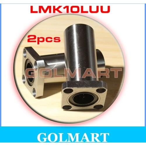 2pcs LMK10LUU long square flange linear motion bearing for 10mm shaft rail