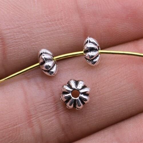 20pcs Spacer Beads DIY Jewelry Findings Accessories Charms Antique Silver Color 6mm DIY Handmade Tibetan Finding Jewelry