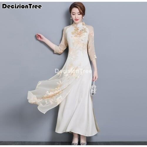 2021 aodai vietnam qipao dress for women traditional clothing ao dai chinese dresses knee length oriental dress for women
