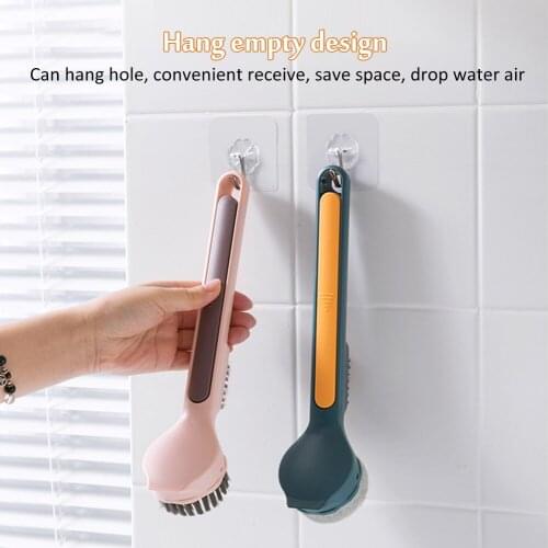 3-In-1 Hanging Detachable Long Handle Washing Brush Multi-Purpose Replaceable Brush Head Kitchen Pot Stove Sinks Cleaning Brush
