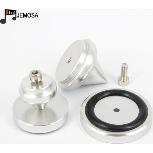 4PCS Full Aluminum Amplifier Feet Rubber Ring Shock Absorber Speaker Turntable Feet Chassis Speaker Cabinet Isolation Stand Base