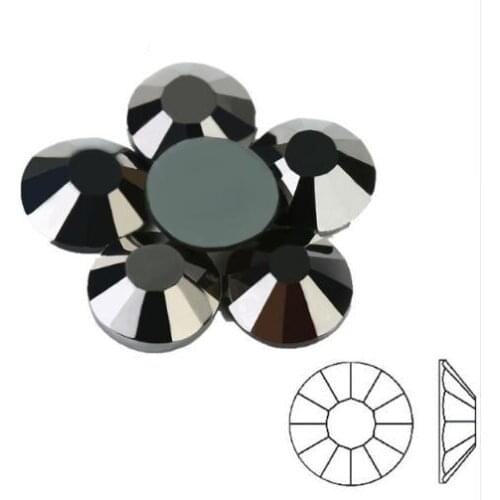 AAAAA Top Quality Super Bling SS4~SS30 Jet Hematite Color Hot Fix Stone Beads Flatback Iron On Hotfix Strass Rhinestone