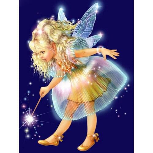 5D DIY Diamond Wall Artwork Painting Fairy Picture Angel Full Round Drill Cross Stitch Bead Work Girl Handmade Home Decoration