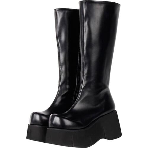 Angelic imprint mori girl Women punk motorcycle boots lady lolita COS Boots woman high trifle heels pumps platform shoes 8cm 47