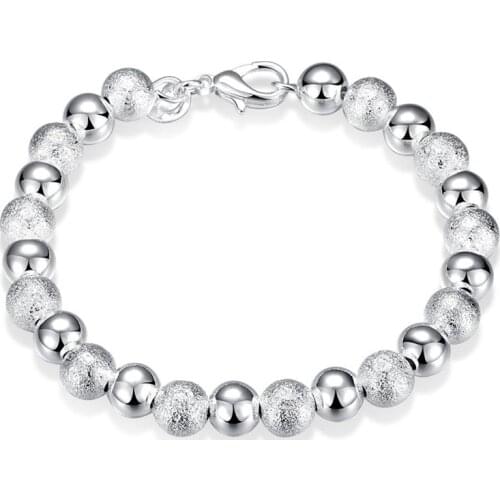 BABYLLNT 925 Silver 8mm Smooth Matte Beads Noble Bracelet For Women Fashion Wedding Engagement Party Charm Jewelry Gift