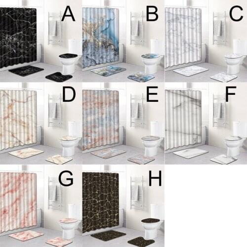 Toilet Cover Seat 4PCS Sea Style Non Slip Toilet Polyester Cover Mat Set Bathroom Accessories Set Shower Curtain Home Decor 40