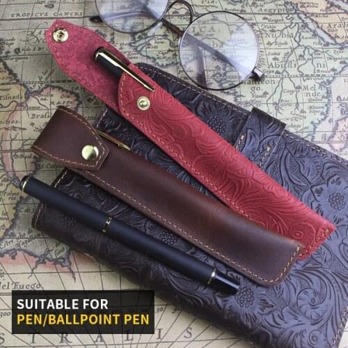 Luxury Genuine Leather Mini Pen Bag Elastic Book Pencil Case Portable Notebook Journal Pencil Holder Office Student Stationery