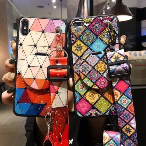 With Mirror Cross Shoulder Strap Case for Xiaomi Mi CC9 Redmi Note 4 4X 5 6 Pro 6A 5 Plus A1 A2 A3 Lite Lanyard Necklace Cover