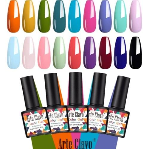 Arte Clavo 8ml Gel Nail Polish UV Hybrid Gel Varnishes Manicure for Semi Permanent Nail Art Gel Polish Base Top Coat UV LED Lamp