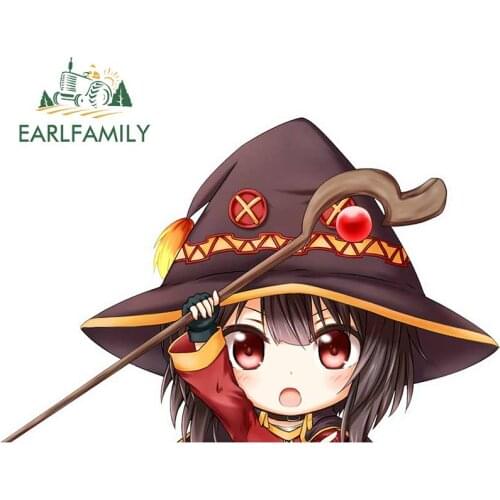 EARLFAMILY 13cm x 8.6cm for Decal KonoSuba Megumin Peeking Car Bumper Window Stickers Fashion Graffiti Decal Decoration
