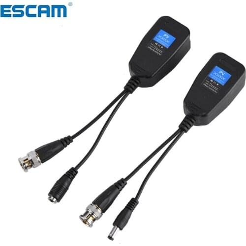 ESCAM 1 Pair DC-8MHZ Passive CCTV Coax BNC Video Power Balun Transceiver to RJ45 Connector