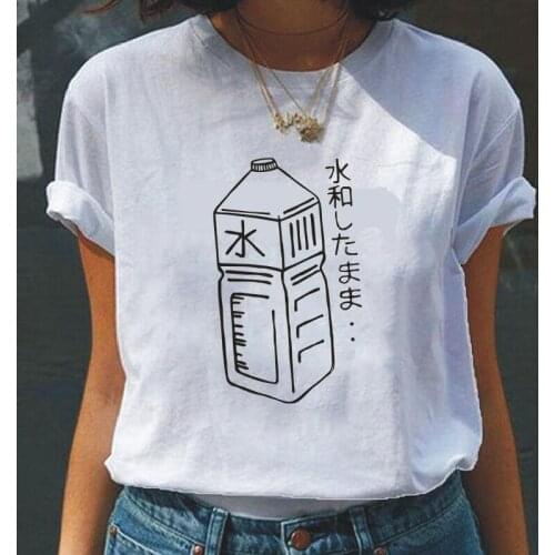 Japanese Water Bottle Tshirt Women Tops Fashion Graphic Print Women Tshirt Harajuku Tee Shirt Femme Short Sleeve Camiseta Mujer