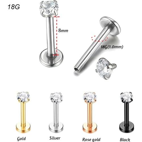 1PC 18G 1.0x8x3mm Steel Tragus Piercings Labret Piercing Lip Rings Piercing Oreja Ear Cartilage Piercings Labret Body Jewelry