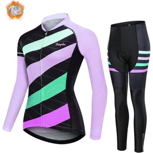 Ralvpha 2021 Cycling Jersey Long Sleeve Set Women Winter Cycling Clothing Fashion Road Bike Warm Shirt Winter Thermal Fleece