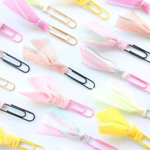 Domikee cute Korean candy metal office school paper clips kawaii student bookmark paper memo clips set stationery supplies 4pcs