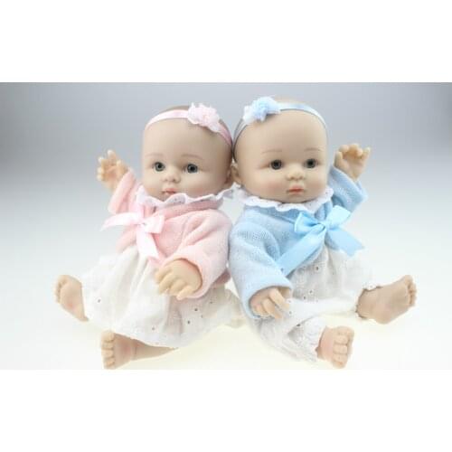 MINI Style Twin Doll Cute Sweet Little Baby Silicone Vinyl Babydoll Babies Sleeping Bathing Toys