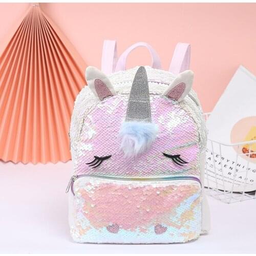 Girls Fashion Sequins Unicorn Backpack Women Large Capacity Bag Girl Book Bag Satchel School Bag for Teenager Student