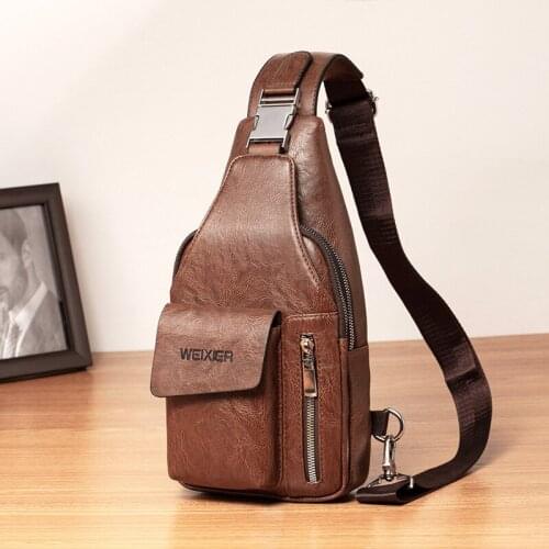 WEIXIER Mens Chest Bag Outdoor Casual Mens Stiletto Bag Multi-functional Waterproof One-shoulder Backpack Mens Chest Bag