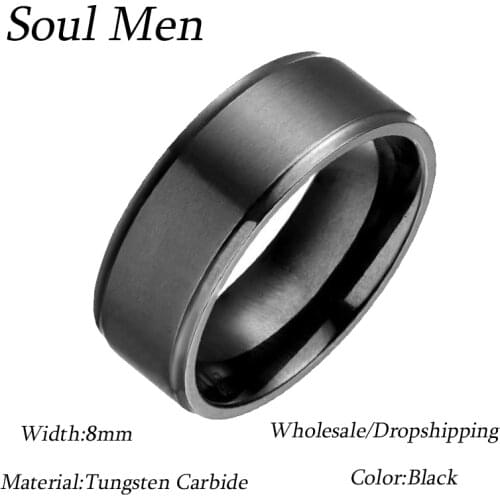 Wholesale Rings (10pcs/lot) 8MM Black Mens Pure Titanium Rings Wedding Band Brushed Finish Comfort Fit Size 9-13 TI033RW