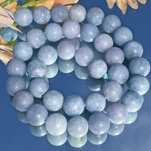 Natural Matte Stone Dark Blue Aquamarina Bead Round Loose Spacer Beads For Jewelry Making DIY Woman Bracelet 6/8/10MM Strand 15