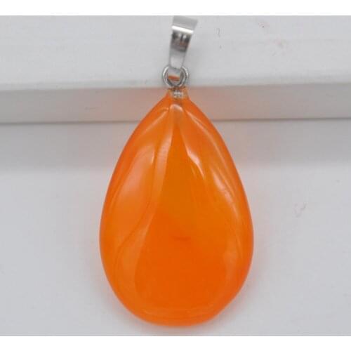 Natural 0range Carnelian Stone Bead GEM Pendant Water-drop Fashion Jewelry For Gift S3143