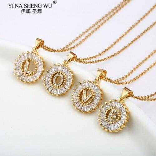 New Hot Sale Women Girls Initial Fashion Letter Necklace 26 Letters Charm Style Name Necklace Pendant Top Quality Jewelry Gifts