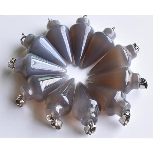 Fashion hot selling natural Grey onyx pendulum circular Cone charms Pendants for jewelry making 10pcs/lot wholesale free