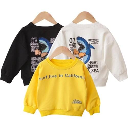 Boys Casual Pullover Spring Autumn New Clothes Baby Children Round Neck Printed Letters Decorative Cotton Sweater Fashion Wear