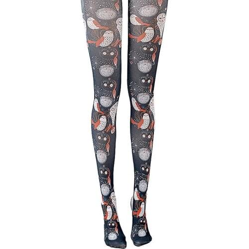 RUIN Womens Tights Womens Pantyhose Black pantyhose Ghost Printed Girls tights