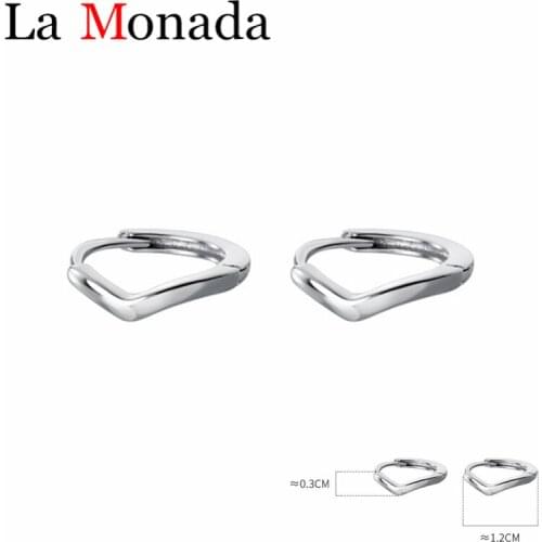 Small V Design Clip On Earrings For Women Silver 925 Sterling Fine Jewelry Minimalist Fresh Female Hoop Earrings 925 Silver