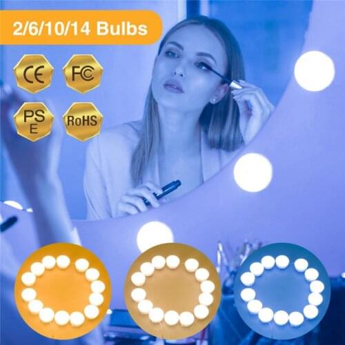 Led Makeup Mirror Light Bulb 5V Hollywood Makeup Lights USB Wall Lamp 2/6/10/14pcs Dimmable Dressing Table Mirror Lamp
