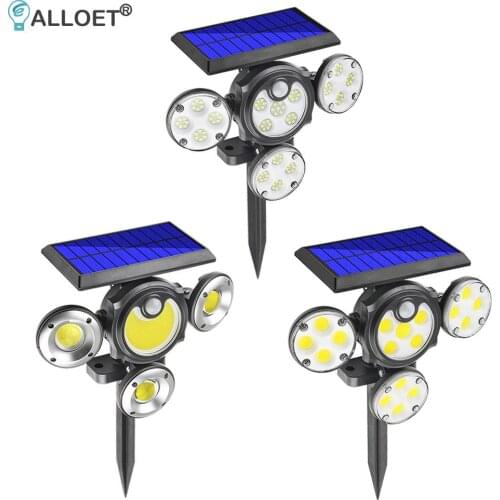 Solar LED Light Outdoor Motion Sensor Solar Powered Garden Lamp 4 Heads Remote Control Waterproof Wall lamp For Garden Street