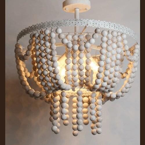 Vintage/White/wood/beaded chandelier french/semi-flush/kitchen chandelier lighting/bedroom/kitchen/corridor/kids/childrens room