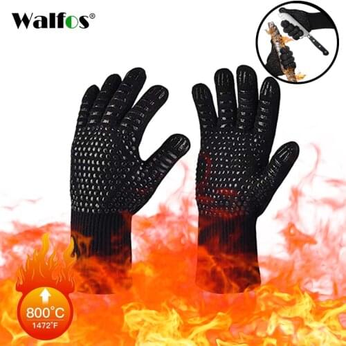 WALFOS Extreme Heat Resistant BBQ Gloves Grill Gloves Cooking Glove Oven Mitt For Kitchen Baking Tools