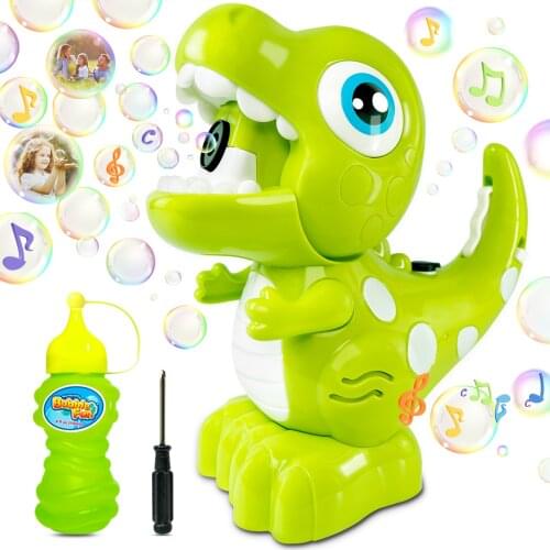 WINWINGOGO Bubble Machine, Dinosaur Toy Automatic Bubble Blower Maker with Music for Kids Bubble Water Toy Birthday 1-3 2-4 Year