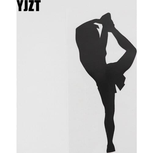 YJZT 6.5CMX15.6CM Cheerleader Team Girl Cheer Squad Vinyl Car Sticker Black/Silver 8A-0803