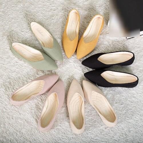 Womens Flat Shoes, Fashion Pointed Toe Flats, Solid Color Boat Shoes