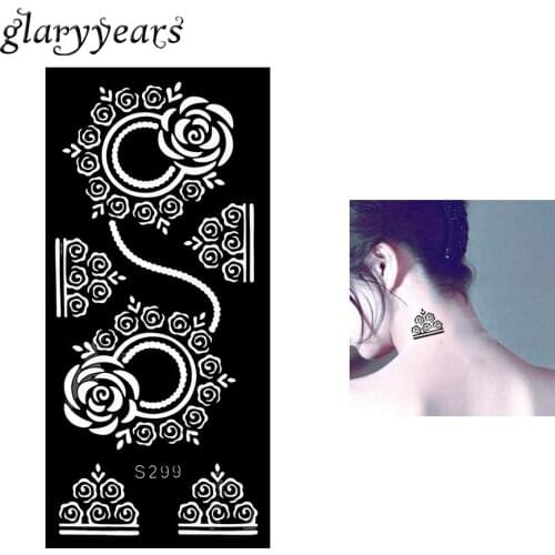 1 Piece Hollow Henna Tattoo Stencil Black Garland Flower Round Tattoo Template DIY Henna Tattoo Stencil Sexy Paint Products S299